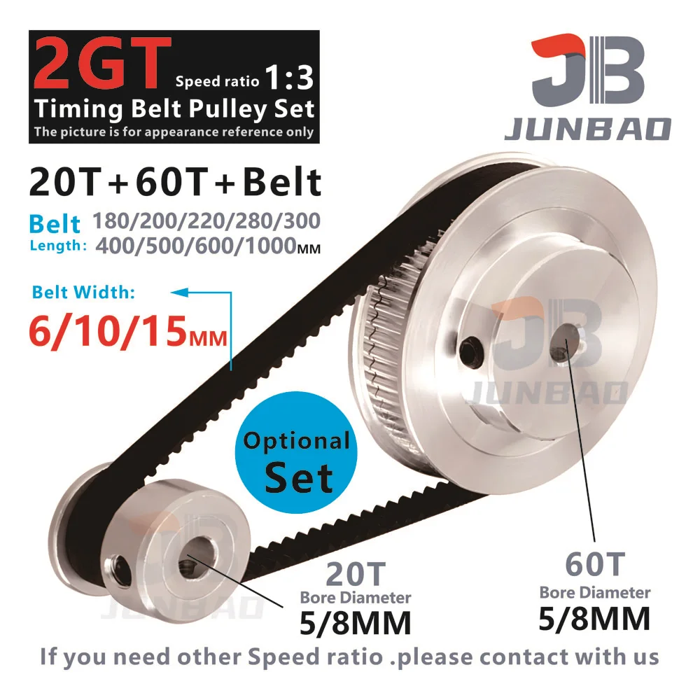 2GT 20T + 60   ̾ Ʈ GT2 Ÿ̹ Ʈ  Ʈ, G2M CNC   , 5/8mm ʺ, 6 10 15mm, 3D  ǰ